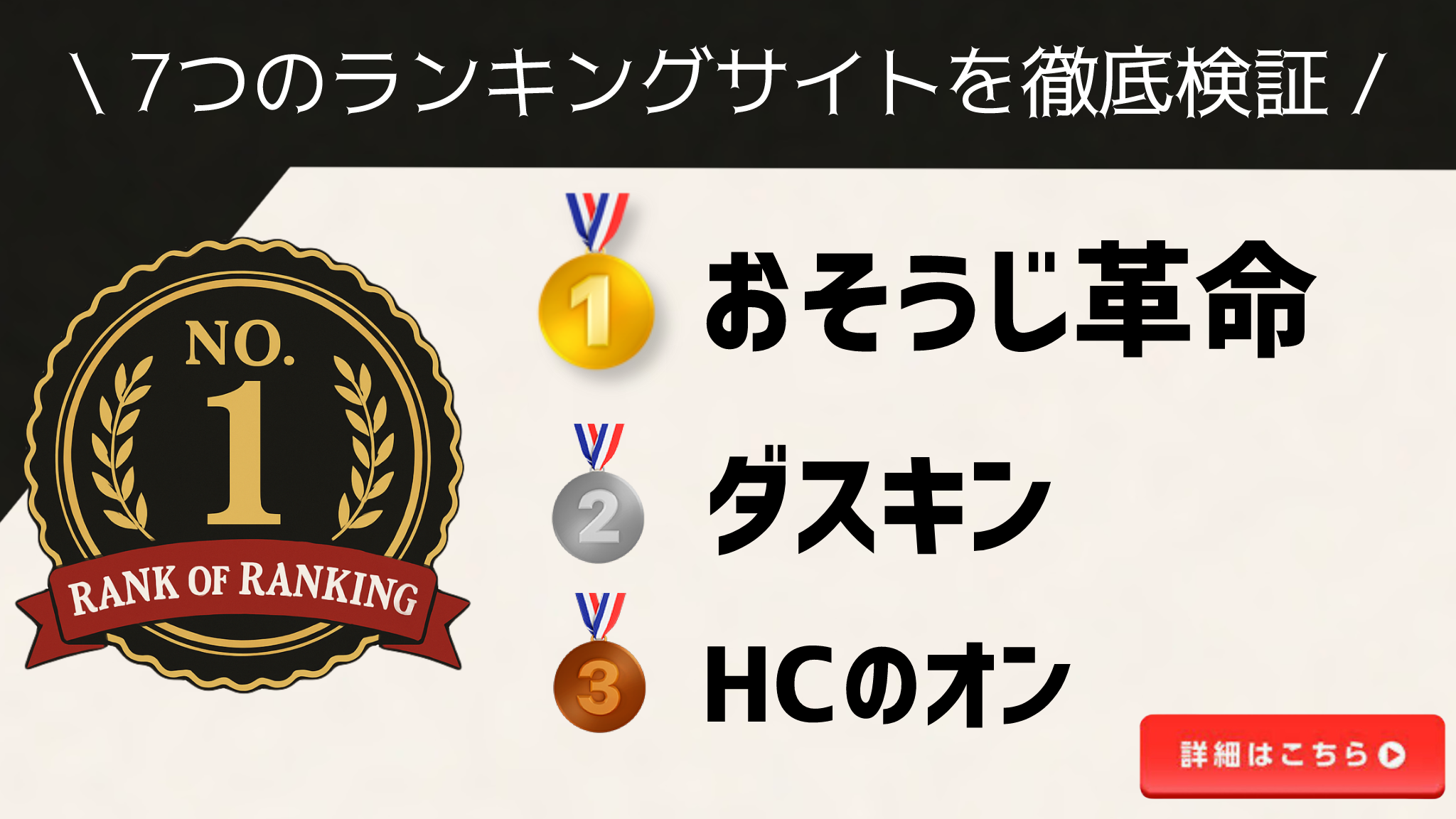7つのランキングサイトを徹底検証 おそうじ革命が1位
